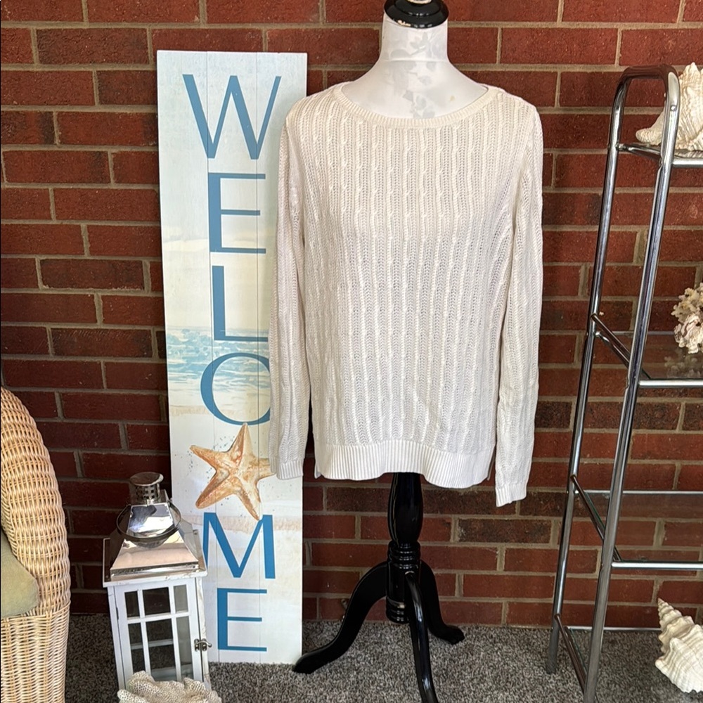 LOFT XL Lightweight Off White Pullover Sweater